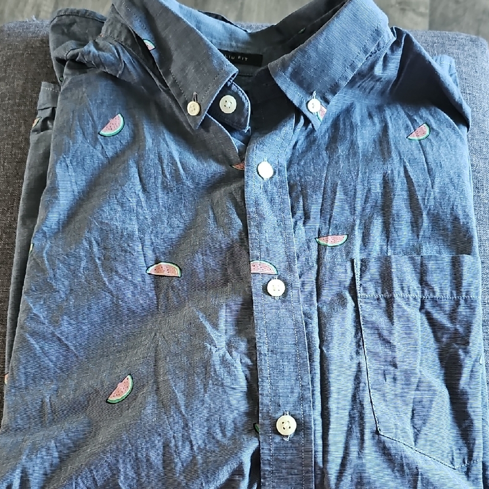 Banana Republic Watermelon Shirt Short Sleeve Fruit Xlarge Slim Fit Casual Men